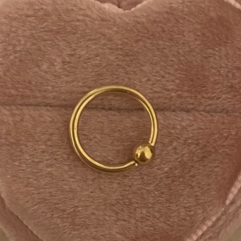 BVLA Fixed Bead Ring 16g 3/8 Solid Yellow Gold